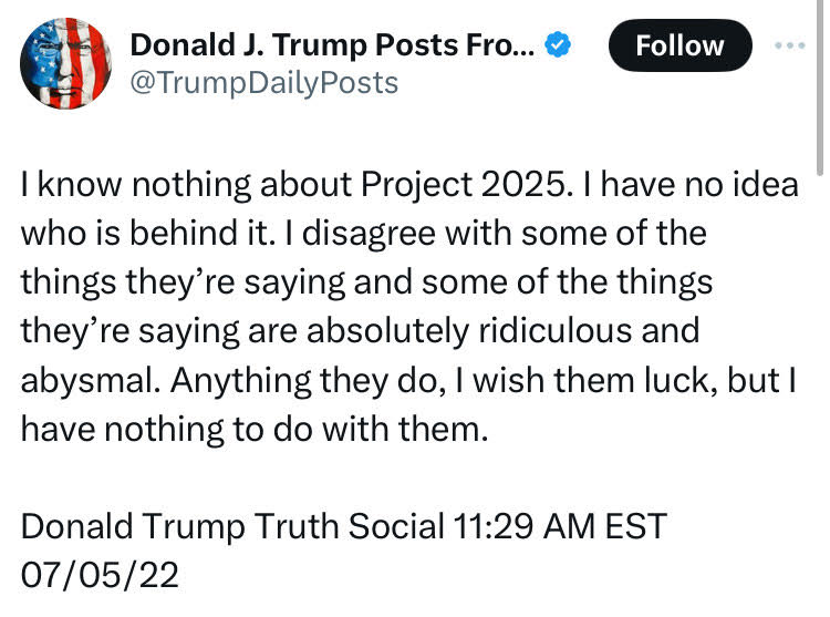 The Project 2025 is Trump’s Plan Hoax